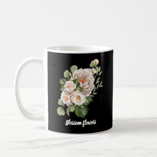 Elegant white floral bouquet with green leaves コーヒーマグカップ (左)
