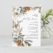 Elegant White Floral Christmas Bridal Shower 招待状 (スタンド正面)