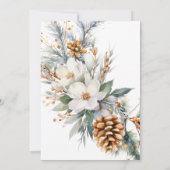 Elegant White Floral Christmas Bridal Shower 招待状 (裏面)