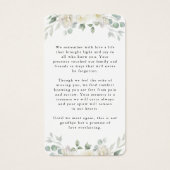 Elegant White Floral Cross Photo Prayer Card (裏面)