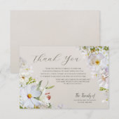 Elegant White Floral Funeral Thank You Card サンキューカード (正面/裏面)