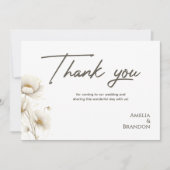 Elegant White Floral & Gold Wedding サンキューカード (正面)