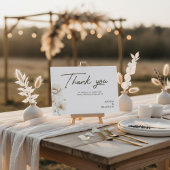 Elegant White Floral & Gold Wedding サンキューカード