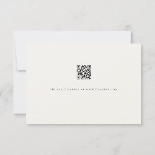 Elegant White Floral Greenery QR Code 出欠カード (裏面)