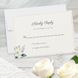 Elegant White Floral Greenery QR Code 出欠カード