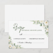 Elegant White Floral Greenery Wedding RSVP Card (正面/裏面)