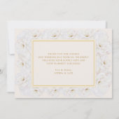Elegant White Floral Ivory Gold Border Wedding サンキューカード (裏面)