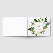 Elegant White Floral Monogram Wedding Guest Book ゲストブック (全面)