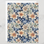 Elegant White Floral & Navy Blue Winter Paper (正面/裏面)