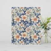 Elegant White Floral & Navy Blue Winter Paper (スタンド正面)