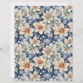 Elegant White Floral & Navy Blue Winter Paper (正面)