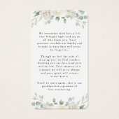 Elegant White Floral Photo Prayer Card (裏面)