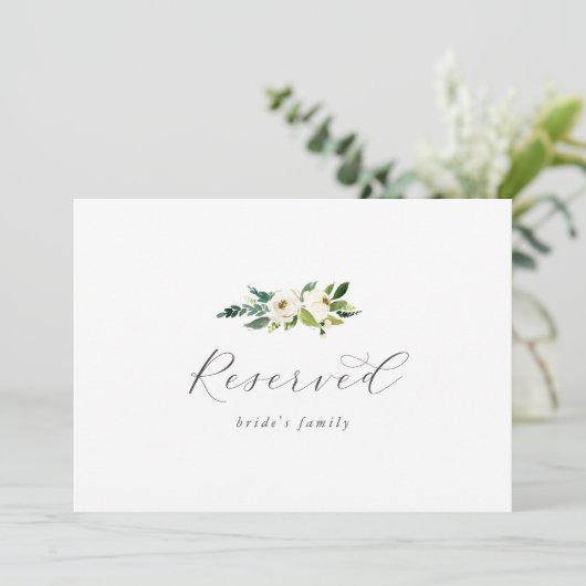 Elegant White Floral Reserved Sign (スタンド正面)