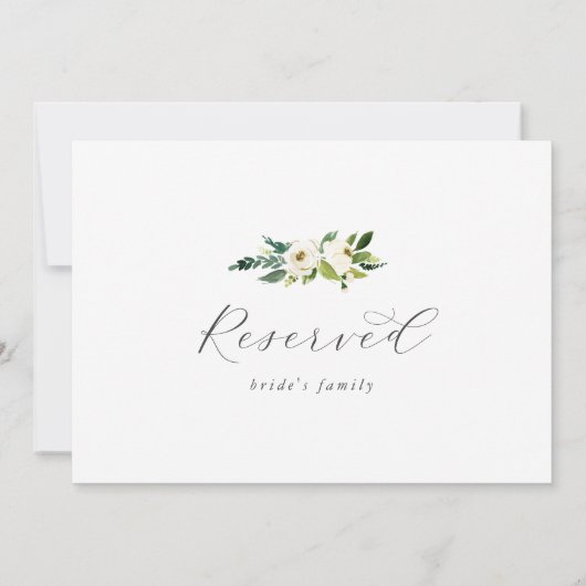 Elegant White Floral Reserved Sign (裏面)