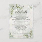 Elegant White Floral Wedding Details Card エンクロージャーカード (正面)