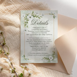 Elegant White Floral Wedding Details Card エンクロージャーカード