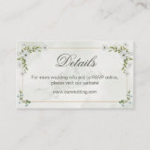 Elegant White Floral Wedding Details Card Greenery エンクロージャーカード (正面)