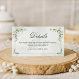 Elegant White Floral Wedding Details Card Greenery エンクロージャーカード