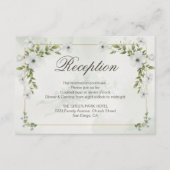Elegant White Floral Wedding Greenery Gold Frame エンクロージャーカード (正面)