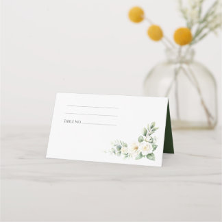 Elegant White Floral Wedding Place Card プレイスカード