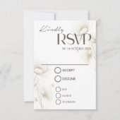 Elegant White Floral Wedding RSVP Card (正面)