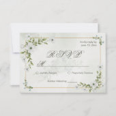 Elegant White Floral Wedding RSVP Card Guest Count (正面)