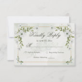Elegant White Floral Wedding RSVP Card Guest Count (正面)