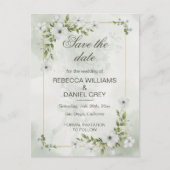 Elegant White Floral Wedding Save the Date Postcar ポストカード (正面)