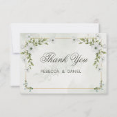 Elegant White Floral Wedding Thank You Card サンキューカード (正面)