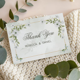 Elegant White Floral Wedding Thank You Card サンキューカード