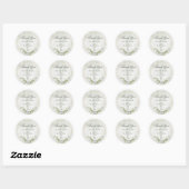 Elegant White Floral Wedding Thank You Sticker ラウンドシール (シート)