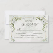Elegant White Floral Wedding with Meal Choice 出欠カード (正面)