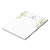 Elegant White Floral Wildflower Classic Monogram ノートパッド (回転)