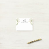 Elegant White Floral Wildflower Classic Monogram ポストイット (デスク上)