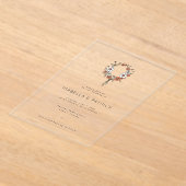 Elegant White Floral Wreath アクリル招待状 (レイダウン)