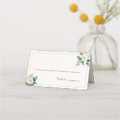 Elegant White Flowers and Greenery | Wedding Table プレイスカード (正面)