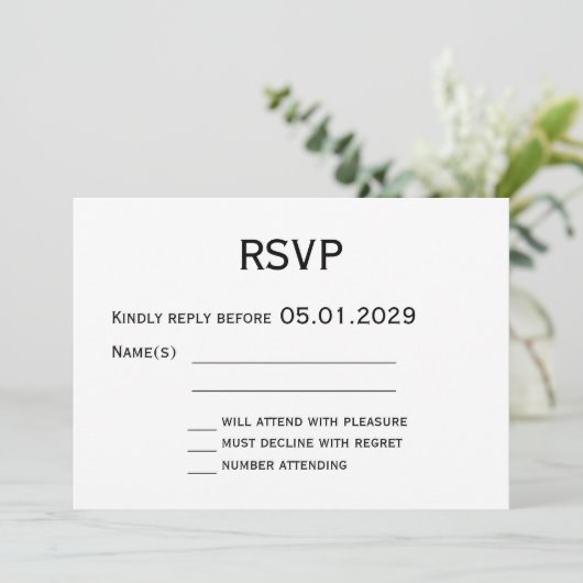 Elegant White Gay Wedding RSVP Card 招待状 (スタンド正面)
