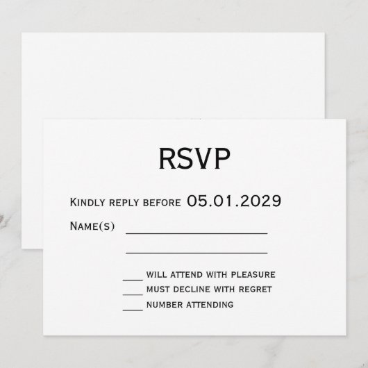 Elegant White Gay Wedding RSVP Card 招待状 (正面/裏面)