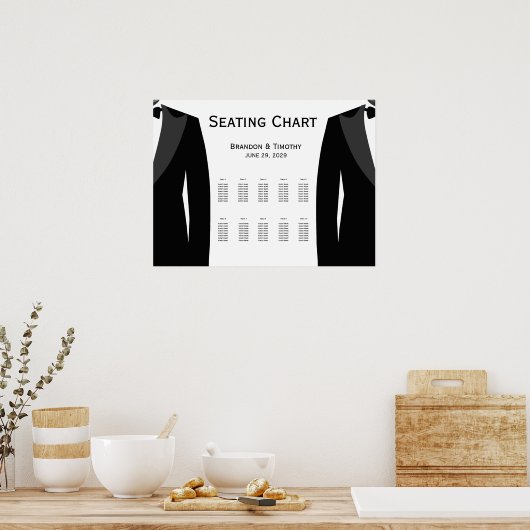 Elegant White Gay Wedding Seating Chart ポスター (キッチン)