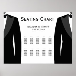 Elegant White Gay Wedding Seating Chart ポスター