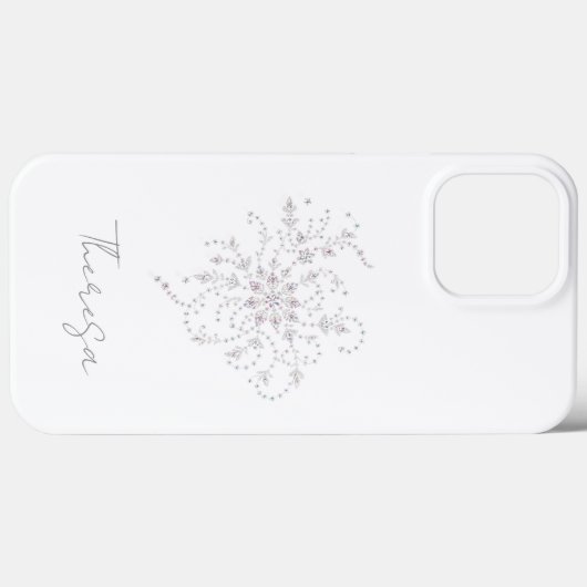 Elegant White Glitter Phone Case with Custom Name  Case-Mate iPhoneケース (裏面 (横))
