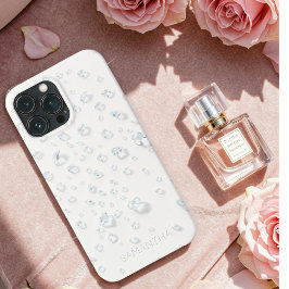 Elegant White Glitter Phone Case with Custom Name  iPhone 13 Pro Maxケース
