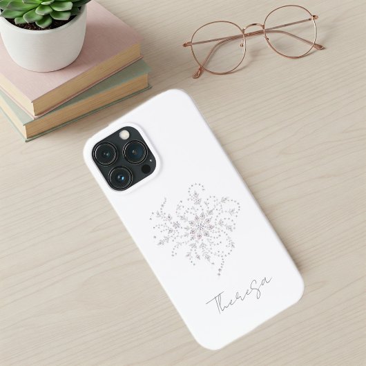 Elegant White Glitter Phone Case with Custom Name  Case-Mate iPhoneケース
