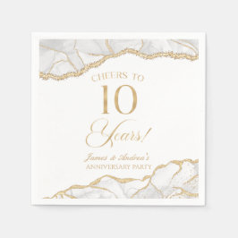 Elegant White Gold Agate 10th Anniversary Party スタンダードカクテルナプキン