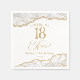 Elegant White Gold Agate 18th Birthday Party スタンダードカクテルナプキン