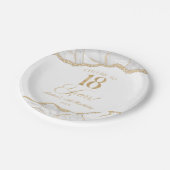 Elegant White Gold Agate 18th Birthday Party ペーパープレート (アングル)