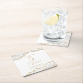 Elegant White Gold Agate 5th Anniversary Party スクエアペーパーコースター (インサイチュ)