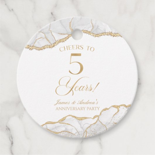 Elegant White Gold Agate 5th Anniversary Party フェイバータグ (正面)