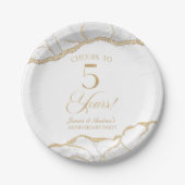 Elegant White Gold Agate 5th Anniversary Party ペーパープレート (正面)
