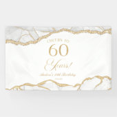 Elegant White Gold Agate 60th Birthday Party 横断幕 (横)